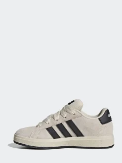 Gris/Noir - Baskets adidas Grand Court 00s en daim et dentelle pour enfant
