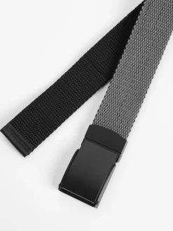 Gris/Noir - Ceinture tissée réversible