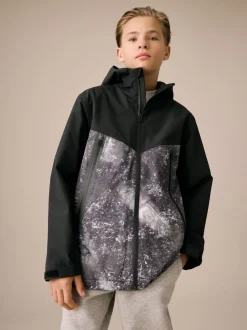 Gris/Noir - Veste à capuche imperméable doublée de polaire (3-17ans)