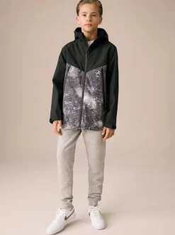 Gris/Noir - Veste à capuche imperméable doublée de polaire (3-17ans)