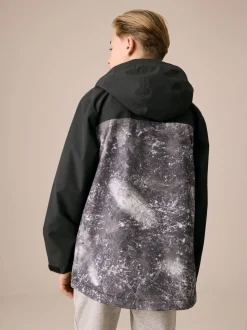 Gris/Noir - Veste à capuche imperméable doublée de polaire (3-17ans)