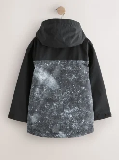 Gris/Noir - Veste à capuche imperméable doublée de polaire (3-17ans)