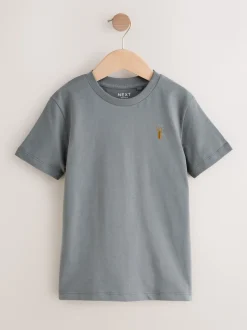 Gris/Noir/Vert/Fauve Marron kaki - T-shirt brodé Manches courtes Stag 4 Pack (3-16ans)