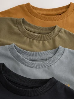 Gris/Noir/Vert/Fauve Marron kaki - T-shirt brodé Manches courtes Stag 4 Pack (3-16ans)