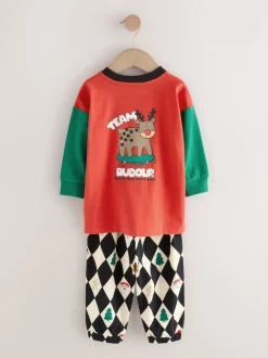 Harlequin rouge/vert - Pyjama de Noël simple (9mois-12ans)