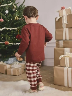 Homme de pain d’épices rouge/vert - Pyjama de Noël simple (9mois-10ans)