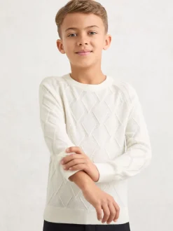 Hors blanc - Pull Reiss Mansion à col rond et losanges