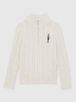 Hors blanc - Pull Reiss Nollaig à col zippé casse-noisettes en laine mélangée