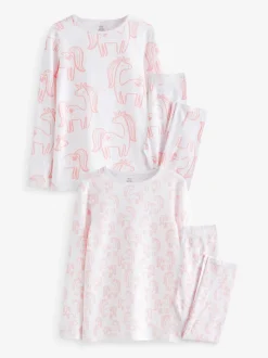 Impression de licorne rose - Pyjama Kind to Skin 2 Lot (9mths-12yrs)