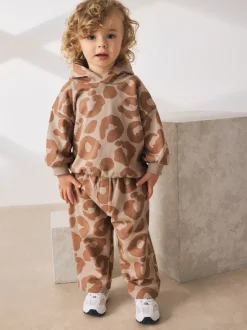 Imprimé animal marron fauve - Ensemble Sweat-shirt à capuche et Joggers (3mths-7yrs)