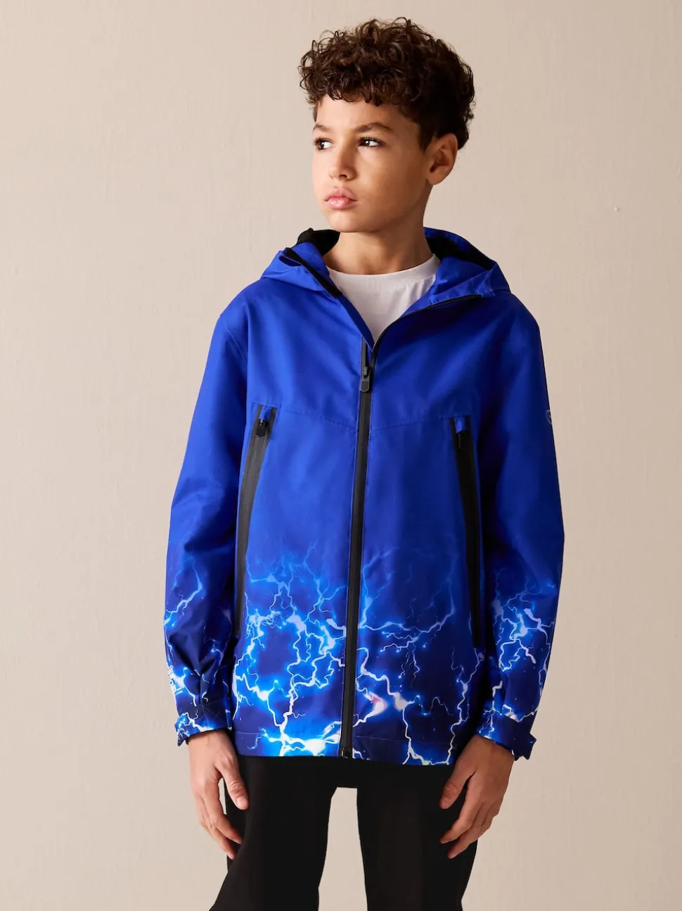 Imprimé Bleu Éclair - Veste à capuche imperméable doublée de polaire (3-17ans)