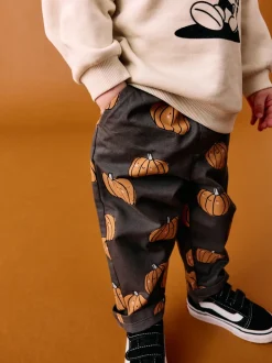 Imprimé citrouille anthracite - Pantalon large à enfiler (3mois-7ans)