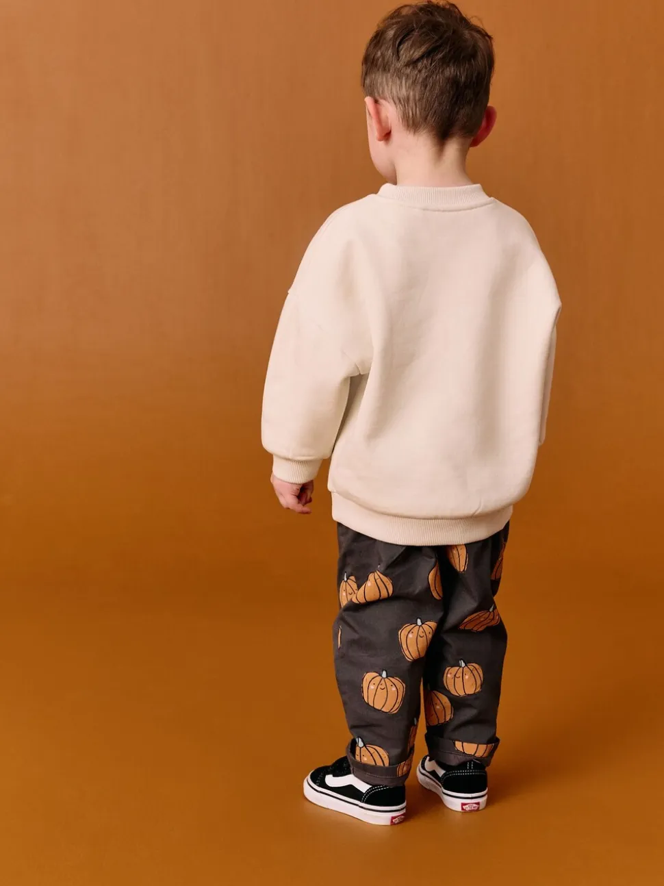 Imprimé citrouille anthracite - Pantalon large à enfiler (3mois-7ans)