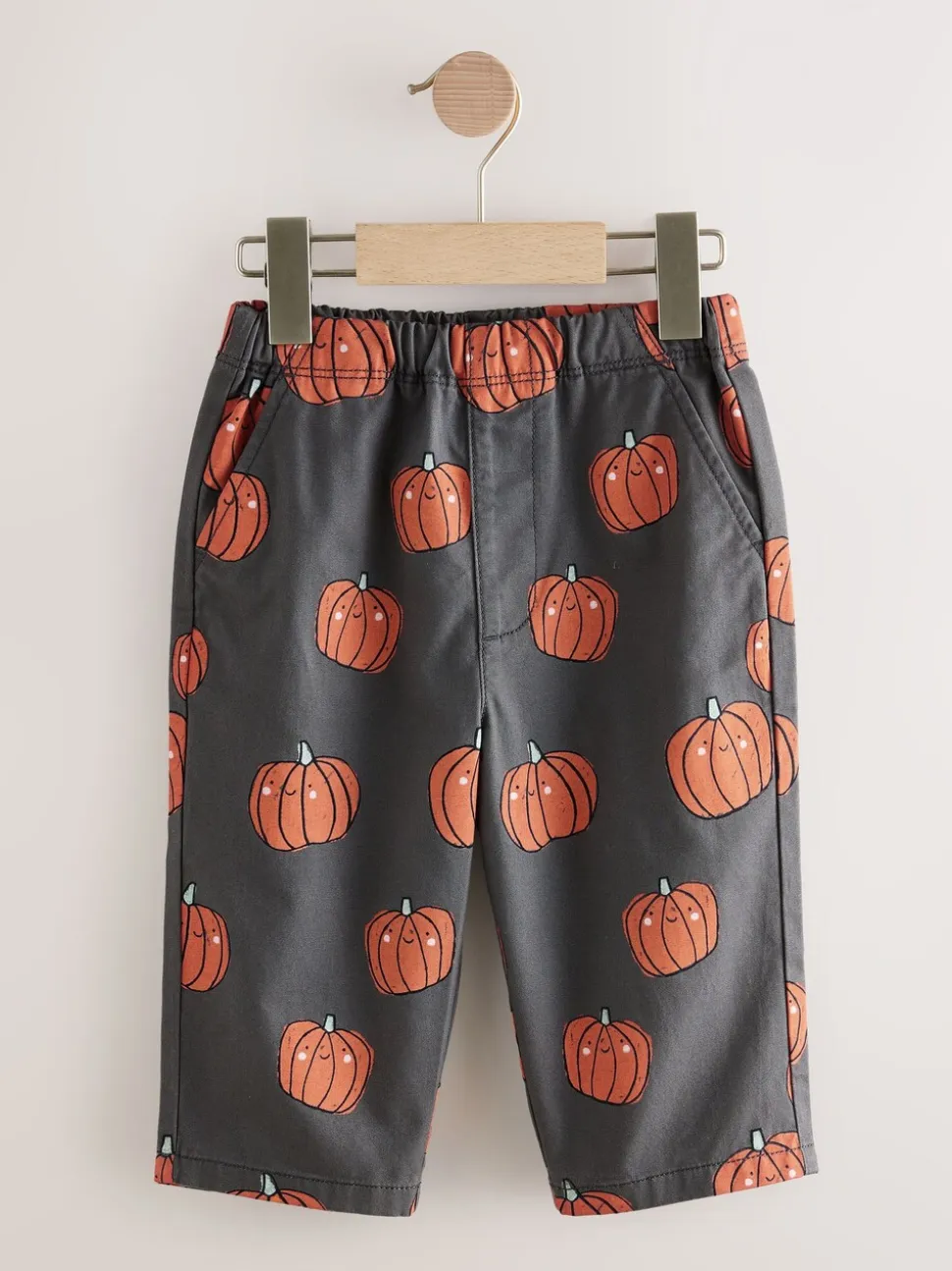 Imprimé citrouille anthracite - Pantalon large à enfiler (3mois-7ans)