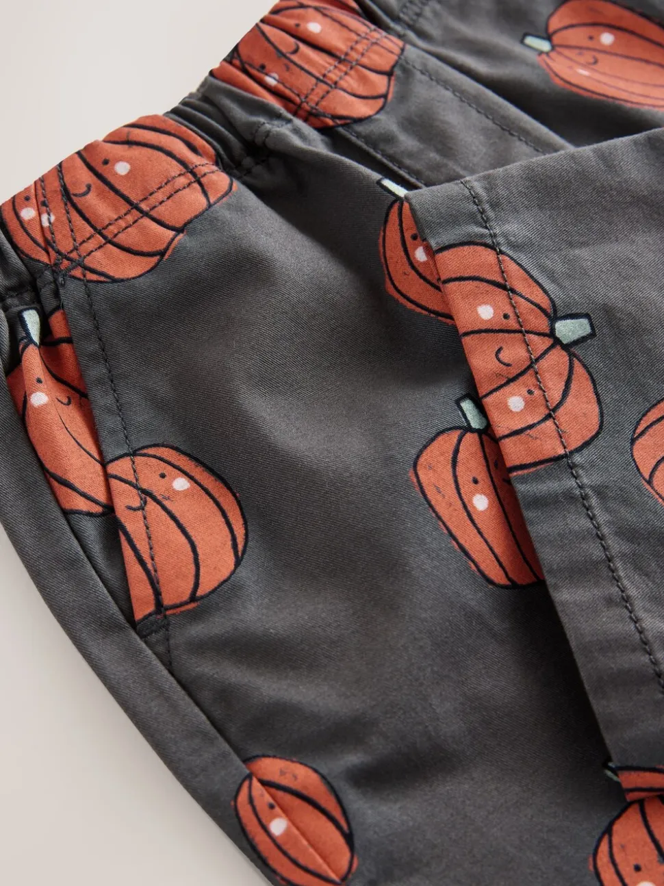 Imprimé citrouille anthracite - Pantalon large à enfiler (3mois-7ans)