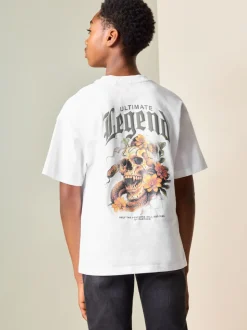 Imprimé crâne blanc au dos - T-shirt graphique Manches courtes Relaxed Fit (3-16yrs)