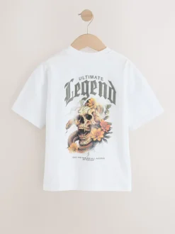 Imprimé crâne blanc au dos - T-shirt graphique Manches courtes Relaxed Fit (3-16yrs)