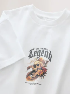 Imprimé crâne blanc au dos - T-shirt graphique Manches courtes Relaxed Fit (3-16yrs)