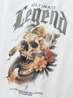 Imprimé crâne blanc au dos - T-shirt graphique Manches courtes Relaxed Fit (3-16yrs)