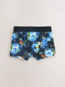 Imprimé de football Bleu - Lot de 5 boxers (2-16ans)