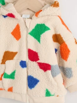 Imprimé géométrique naturel brillant - Veste zippée à capuche pour bébé (0mois2ans)