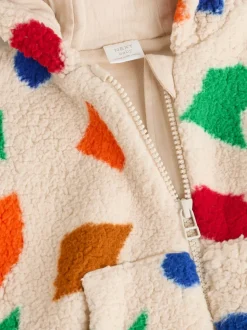 Imprimé géométrique naturel brillant - Veste zippée à capuche pour bébé (0mois2ans)