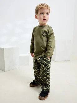 Imprimé Léopard Vert - Pantalon large à enfiler (3mois-7ans)