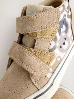 Imprimé ours Marron Neutre - Baskets hautes en daim à fermeture par contact