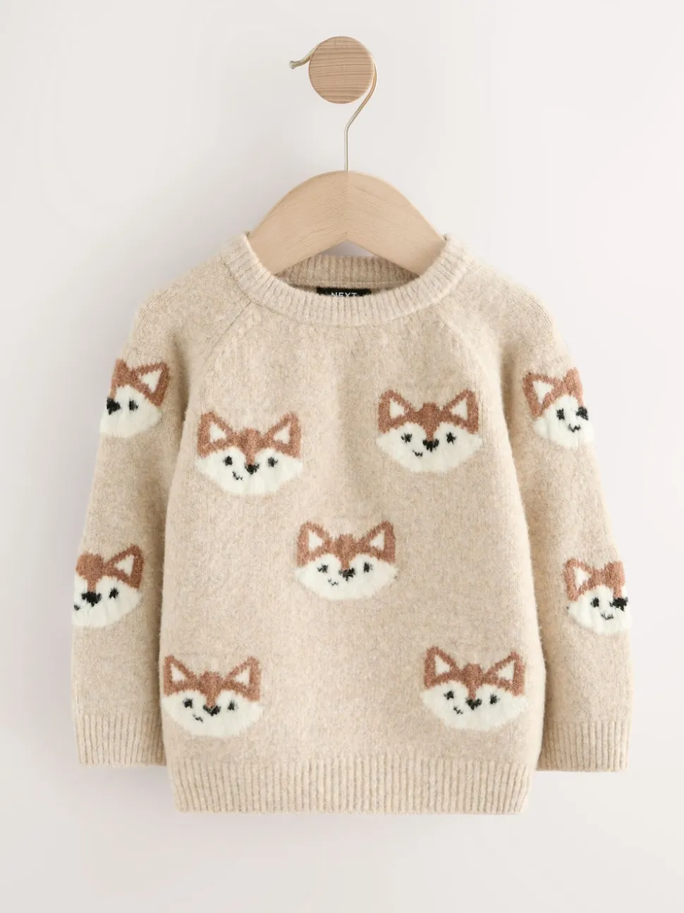 Imprimé renard neutre - Pull col rond en maille (3mois-7ans)