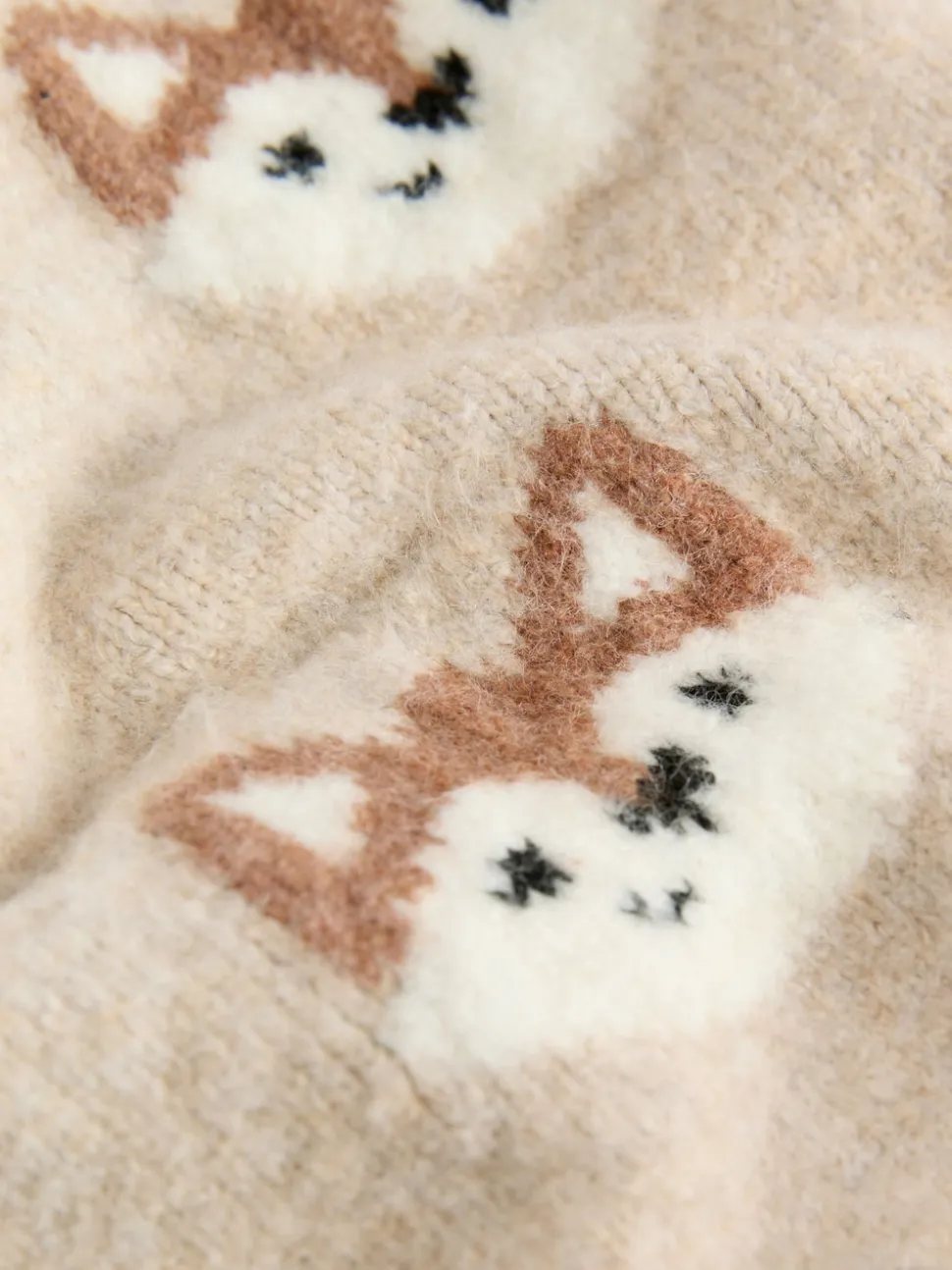 Imprimé renard neutre - Pull col rond en maille (3mois-7ans)