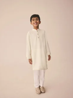 Jacqard texturé écru - Eid Kurta (3mths-16yrs)