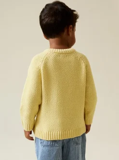 Jaune - Pull Col rond en maille chenille (3mois-7ans)