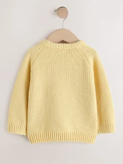 Jaune - Pull Col rond en maille chenille (3mois-7ans)