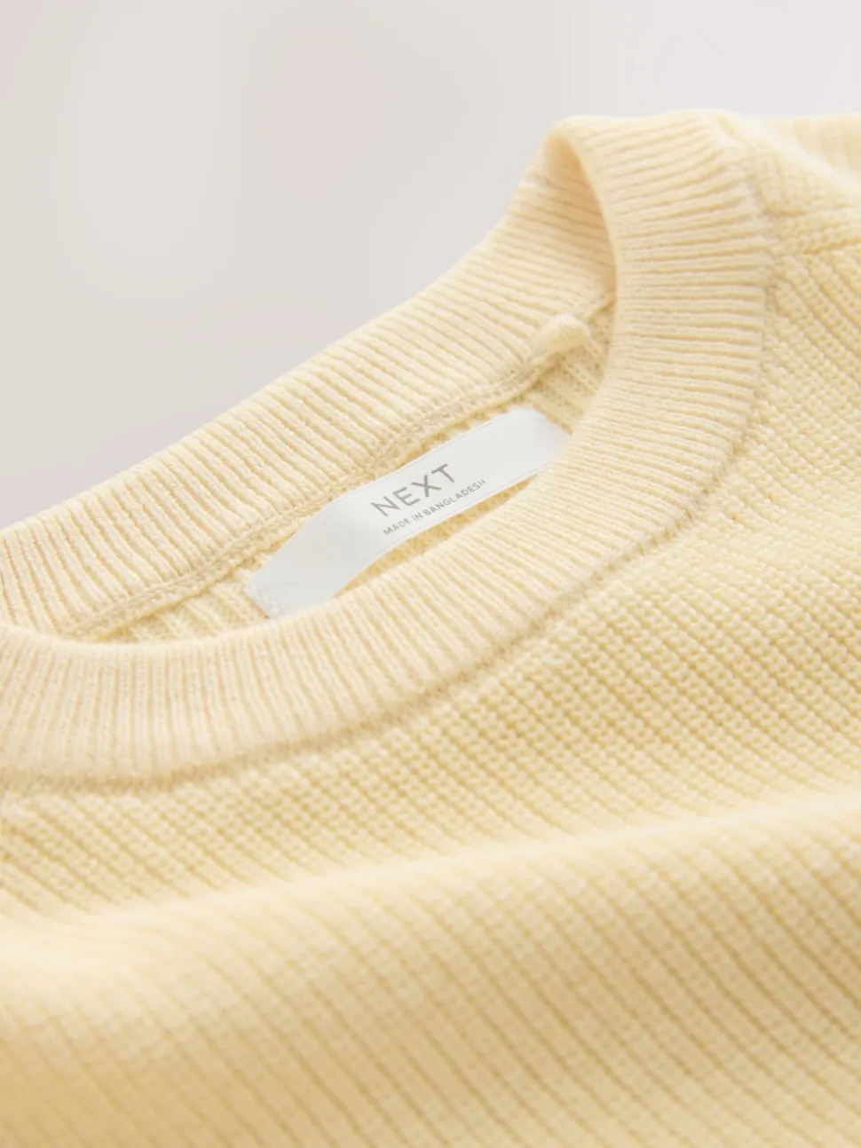 Jaune Buttermilk - Pull en maille col rond en coton (3-16ans)