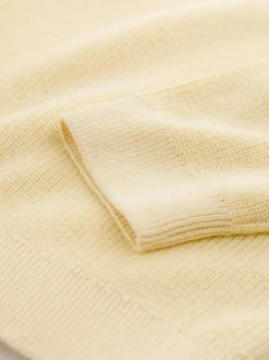 Jaune Buttermilk - Pull en maille col rond en coton (3-16ans)