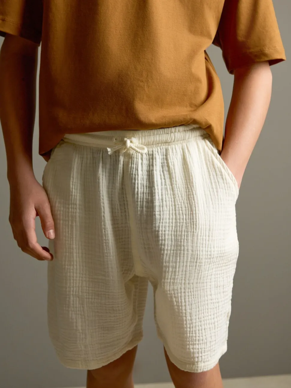 Jaune Buttermilk - Short tissé texturé doux 100% coton (3-16ans)