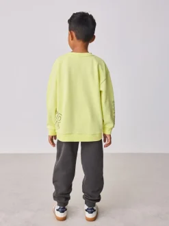 Jaune citron - Baker by Ted Baker Ensemble sweat-shirt et jogging graphique surdimensionné