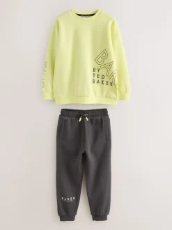 Jaune citron - Baker by Ted Baker Ensemble sweat-shirt et jogging graphique surdimensionné