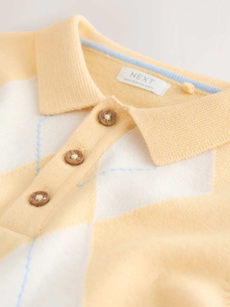 Jaune motif losanges - Polo en maille (3mois-7ans)