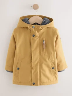 jaune ocre - Parka imperméable doublée de borg (3mois-7ans)