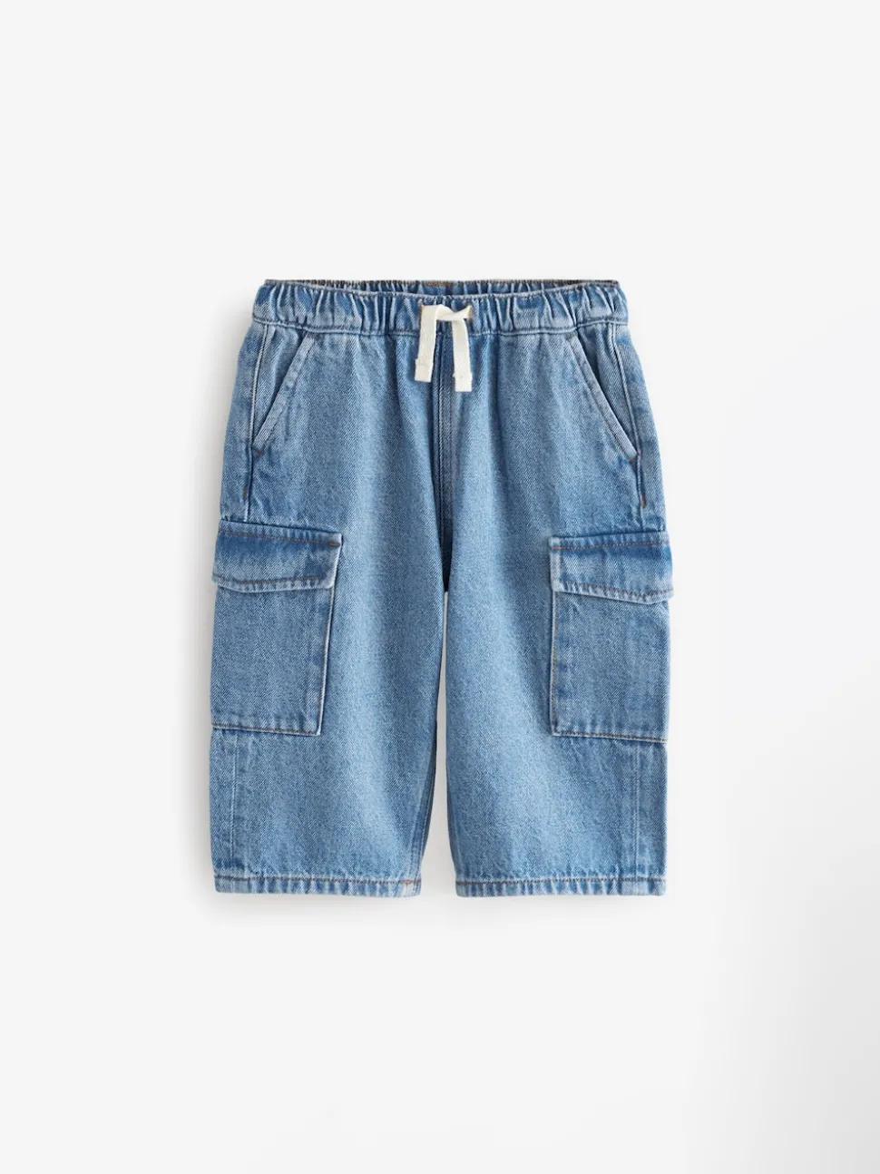 Jean bleu moyen - Ample Cargos à tirer 100% Cotton Jeans (3mths-7yrs)