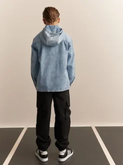 Jean délavé clair - Surchemise zippée 100% Coton à Sweats à capuche (3-16ans)