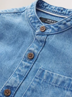 Jena bleu - 100% Coton Manches longues Col mao Denim Chemises (3mths-7yrs)