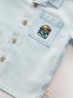 Jena bleu - Chemise à manches courtes avec col à revers (3mois à7ans)