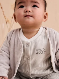 JoJo Maman Bébé Born In 2025 2- Dors-bien et veste en velours à pieds
