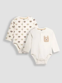 Jojo Maman Bébé Ours imprimé et Appliqué Pocket Bodies 2 Pack