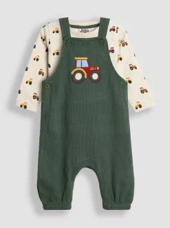 JoJo Maman Bébé 2-Pieces Ensemble salopettes et haut Gaufré appliqué