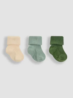 kaki - Lot de 3 paires de chaussettes côtelées JoJo Maman Bébé bébé