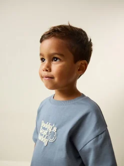 Le meilleur compagnon bleu du papa - Petit t-shirt graphique à manches courtes (3mois à7ans)