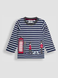 London Guard bleu marine - Haut JoJo Maman Bébé à bordure appliquée